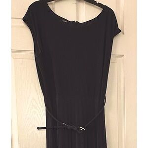 Alfani Navy Blue Women Faux Pleats Maxi Dress With Belt